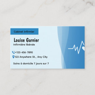 Carte De Visite Modern Blue Nurse Business Card Home Care Health