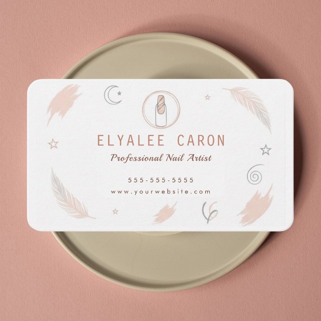 Carte De Visite Modern Chic Boho Manicurist Artist Nail Tech (Créateur téléchargé)