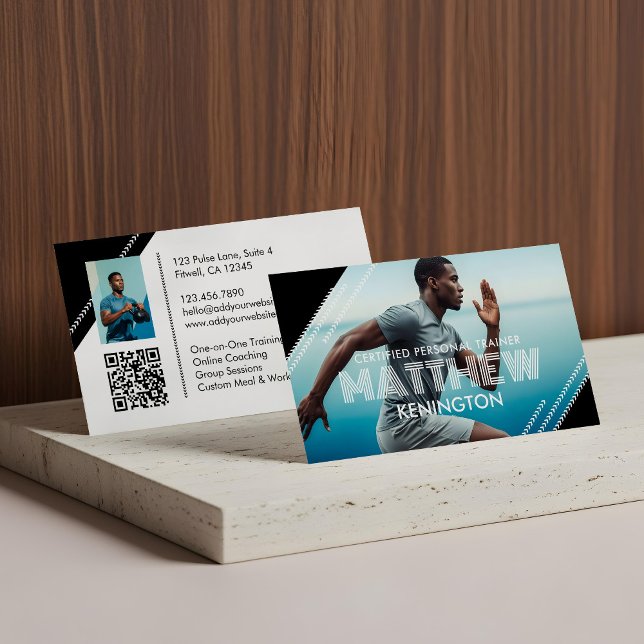 Carte De Visite Modern Coach Personal Trainer Fitness Photos Gym (Modern Trendy Fitness Personal Trainer Photo Business Card)