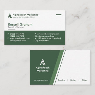 Carte De Visite Modern Corporate Marketing Agents Green White