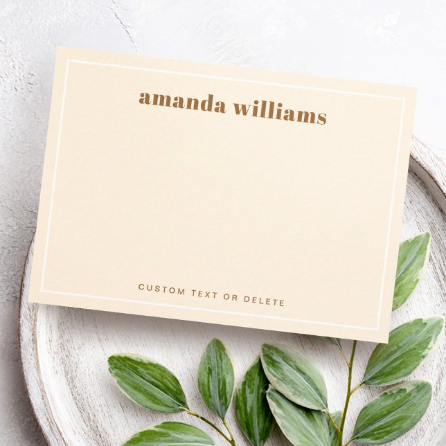 Carte De Visite Modern cream color name and text mini notecard (Modern cream color name and text mini notecard business card)