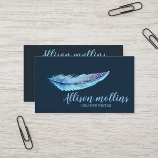 Carte De Visite Modern Creative Writer Feather Logo