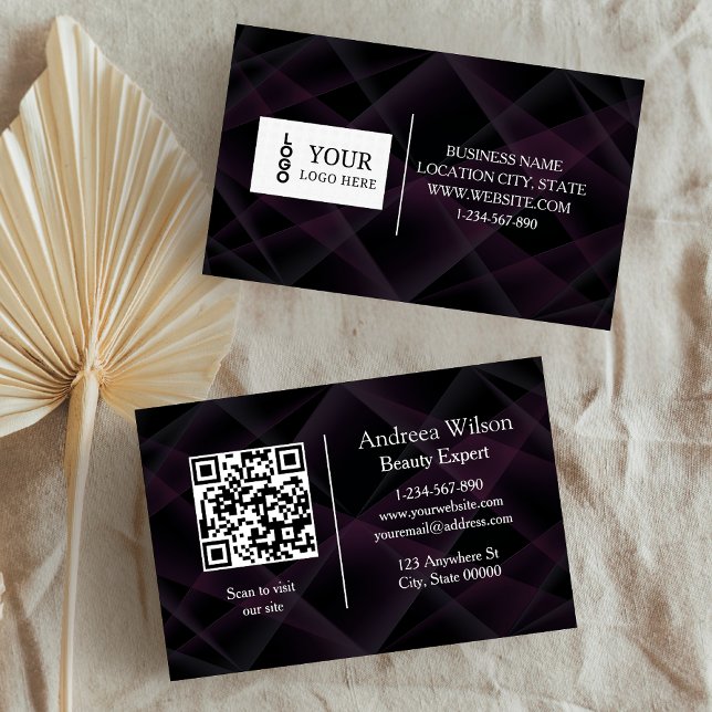 Carte De Visite Modern Custom Logo and QR Code Business Card (Créateur téléchargé)