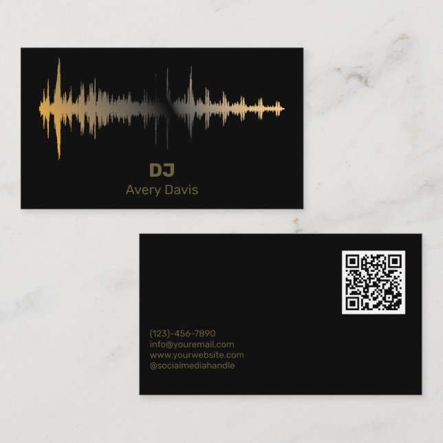 Carte De Visite Modern Deejay DJ Music Beat Professional QR Code (Devant / Derrière)
