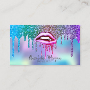Carte De Visite Modern Drips Holographique Lèvres métalliques qui