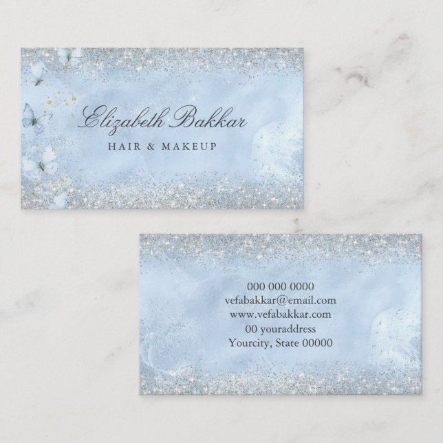 Carte De Visite Modern Elegant Glitter Beauty Salon  (Devant / Derrière)