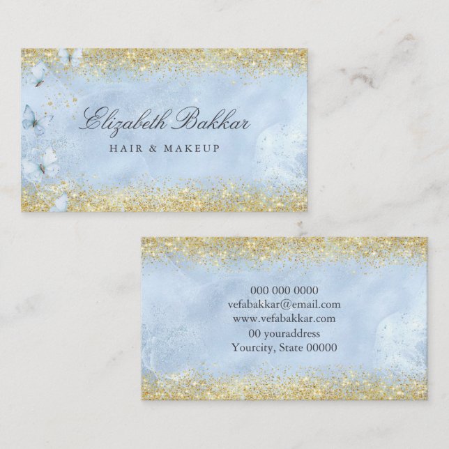 Carte De Visite Modern Elegant Glitter Beauty Salon  (Devant / Derrière)