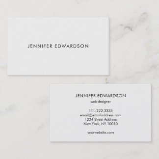 Carte De Visite Modern elegant minimalist plain white professional