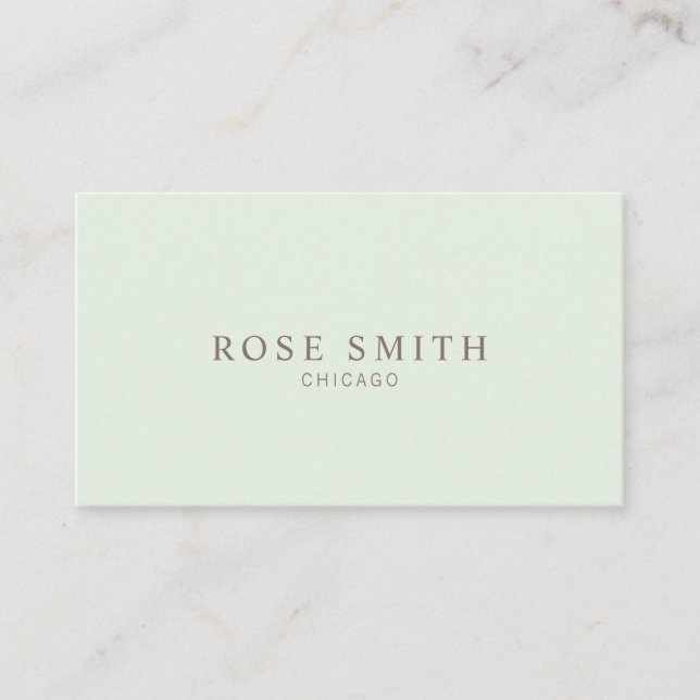 Carte De Visite Modern Elegant Professional Mint Green (Devant)