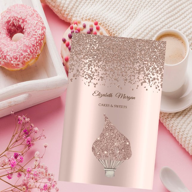 Carte De Visite Modern Elegant Rose Gold Diamonds Glitter Whisk  (Créateur téléchargé)