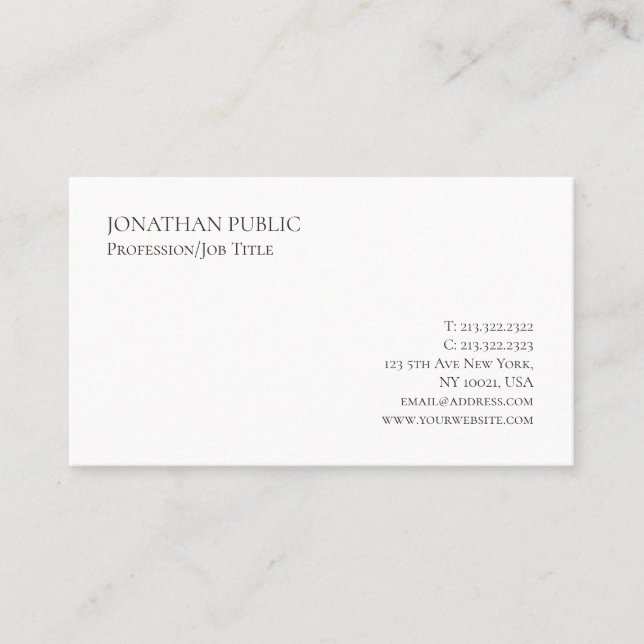 Carte De Visite  Modern Elegant Simple Template Professional (Devant)