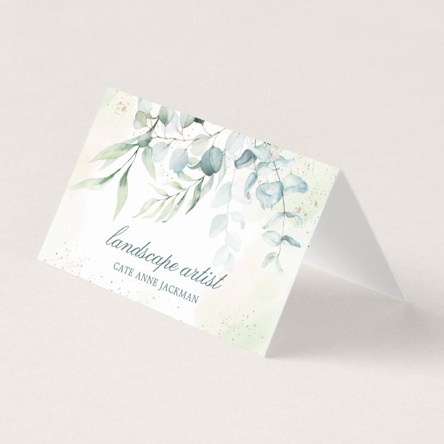 Carte De Visite Modern Eucalyptus Greenery QR Code Elegant (Devant)