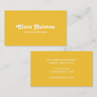 Carte De Visite Modern Fancy Mustard Yellow Script White