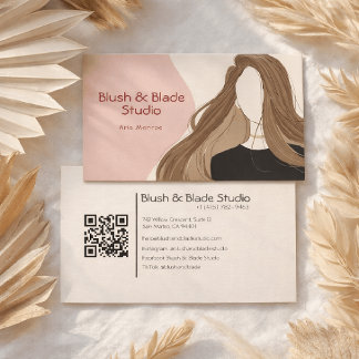 Carte De Visite Modern Girl Hair Illustration Hairstylist Salon