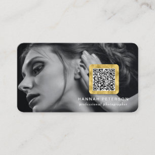 Carte De Visite Modern Gold Photo réseau scanner code QR