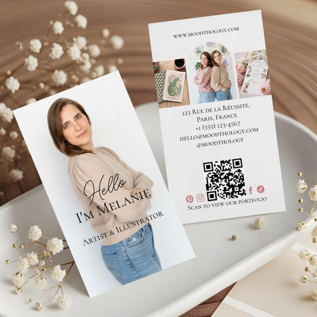 Carte De Visite Modern Graphic Designer Professional Photo QR Code (Modern Graphic Designer Professional Photo QR Code Business Card)