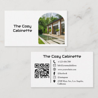 Carte De Visite Modern Guest House Vacation Rental QR Code Photo