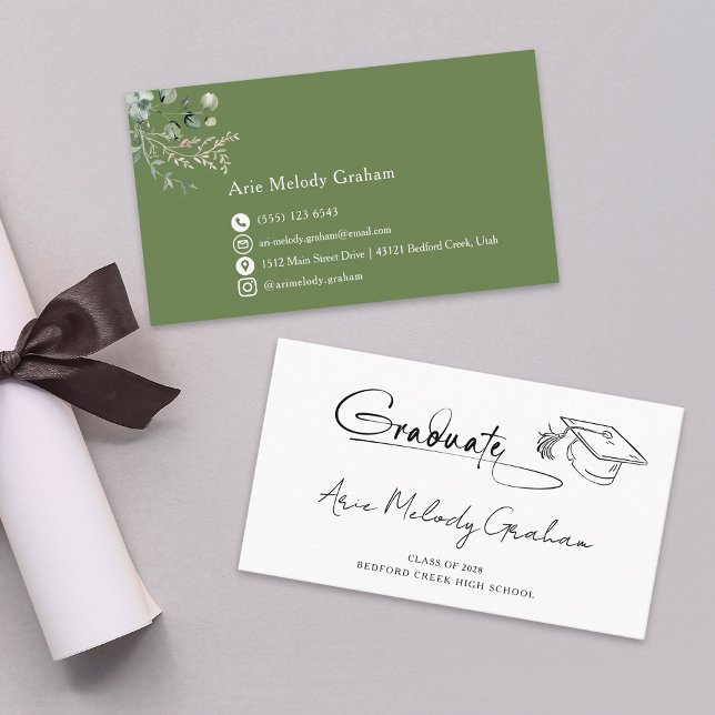 Carte De Visite Modern Handwritten Script Graduate Name Card (Créateur téléchargé)