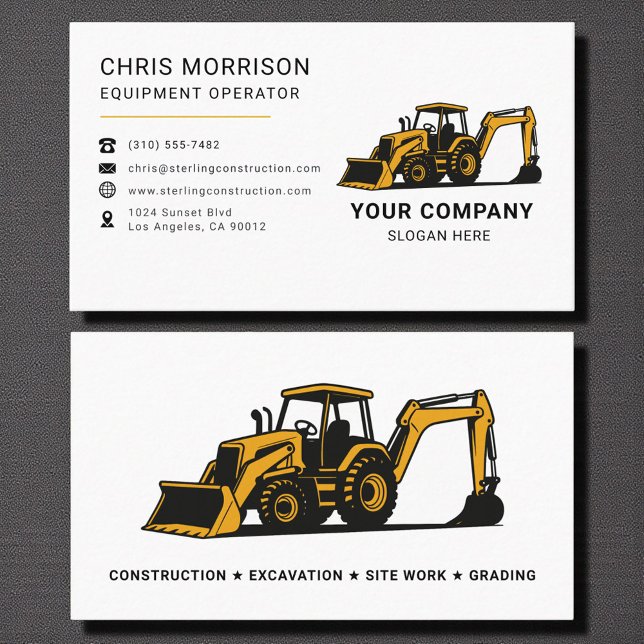 Carte De Visite Modern Heavy Equipment Construction Company (Créateur téléchargé)