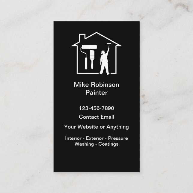 Carte De Visite Modern House Painter Business Cards Design (Devant)
