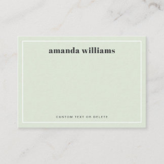Carte De Visite Modern light sage green name & text mini notecard