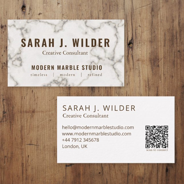 Carte De Visite Modern Marble Creative Consultant Business Card (Add your details to this modern marble business card)