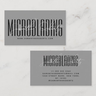 Carte De Visite Modern microblading typography script gray