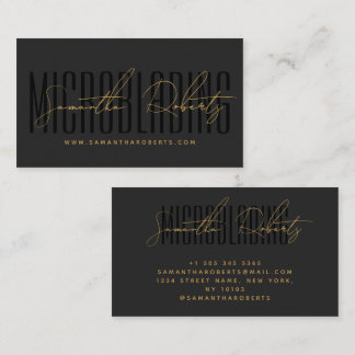 Carte De Visite Modern microblading typography script gray black