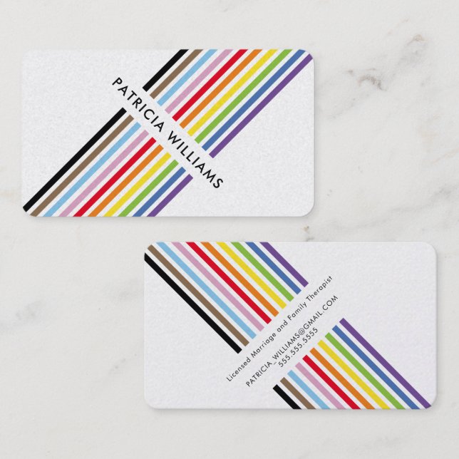 Carte De Visite MODERN MINIMAL unique stripe rainbow pride LGBTQ (Devant / Derrière)