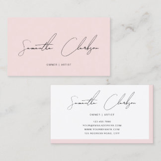 Carte De Visite Modern Minimalist Blush Pink Handwritten Script