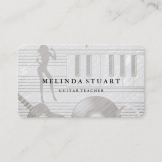 Carte De Visite Modern Minimalist Chic Musician Guitar Teacher