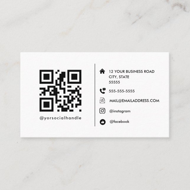 Carte De Visite Modern Minimalist Custom Logo with Social Media  (Devant)