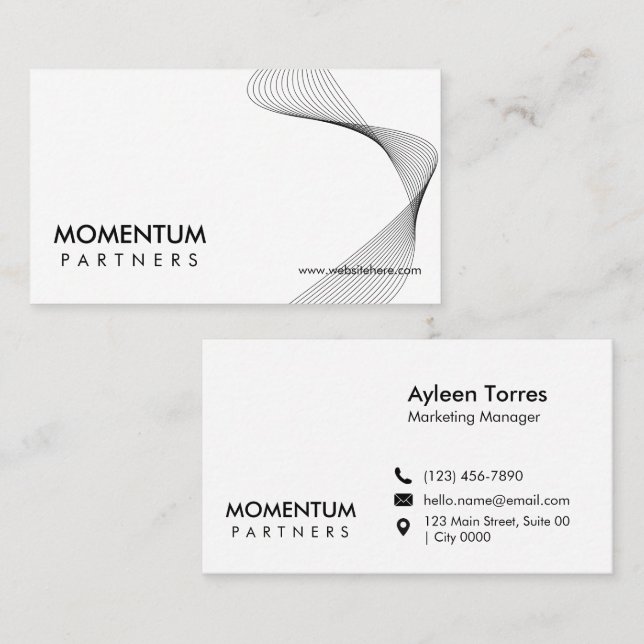 Carte De Visite Modern Minimalist Innovation Company Sleek White (Devant / Derrière)