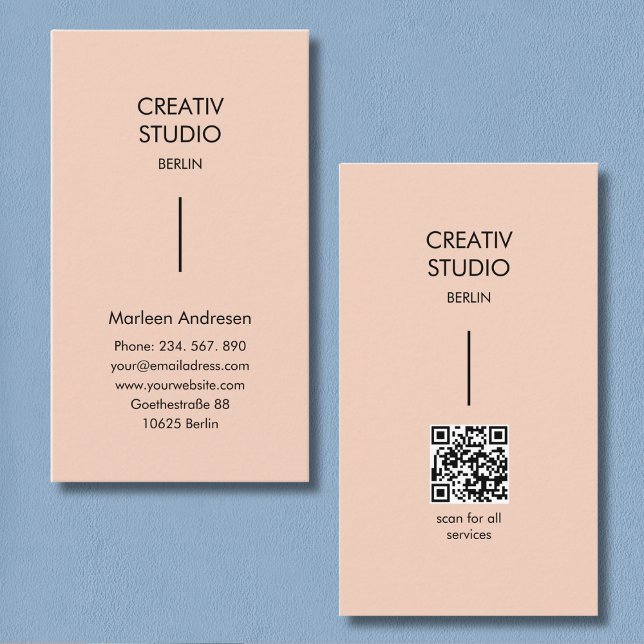 Carte De Visite Modern Minimalist Peach Beige Black (Modern Minimalist Peach Beige Black Business Card)