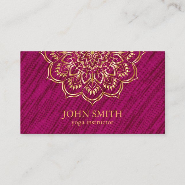 Carte De Visite Modern Minimalist Red Gold Lotus Yoga Instructor B (Devant)