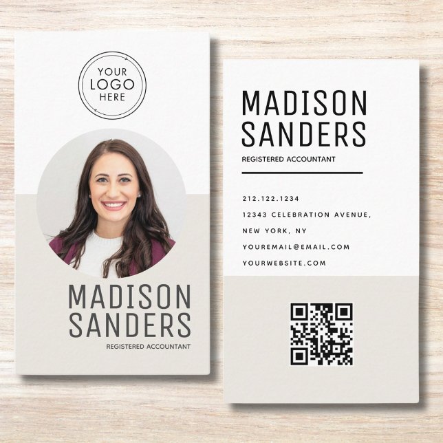 Carte De Visite Modern Minimalist  Simple Professional Photo QR (Créateur téléchargé)