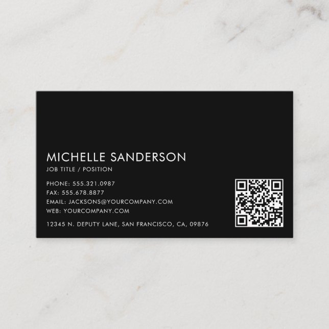 Carte De Visite Modern Minimalist Simple Professional QR Code (Devant)