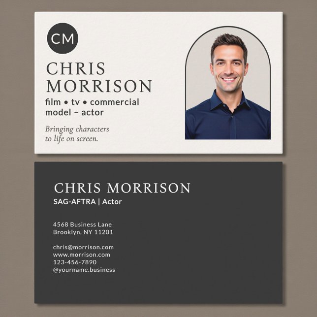 Carte De Visite Modern Model Actor Photo Monogram (Créateur téléchargé)