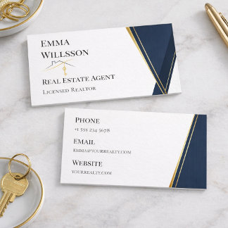 Carte De Visite Modern Navy Gold Luxury Realtor Branding