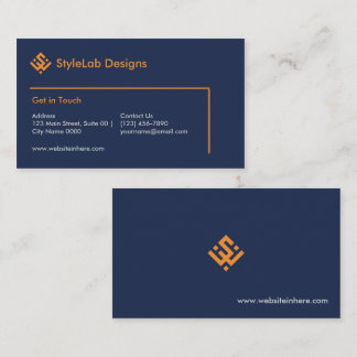 Carte De Visite Modern Navy Gold Modern Professional Bold