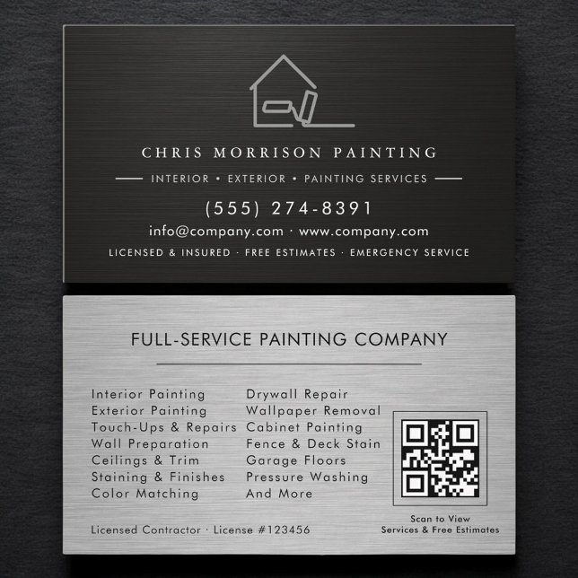 Carte De Visite Modern Painting Services QR Code (Créateur téléchargé)