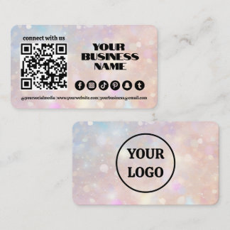 Carte De Visite Modern Pastel pink Light Flare QR Code