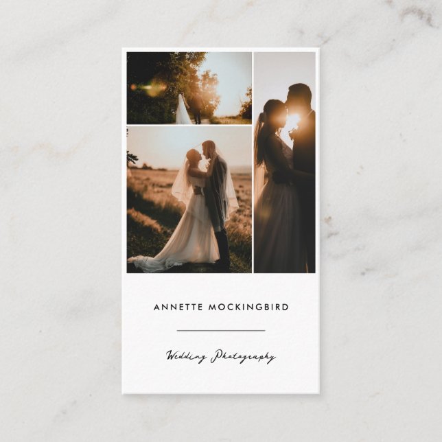 Carte De Visite Modern Photo Collage Wedding Photography Script (Devant)