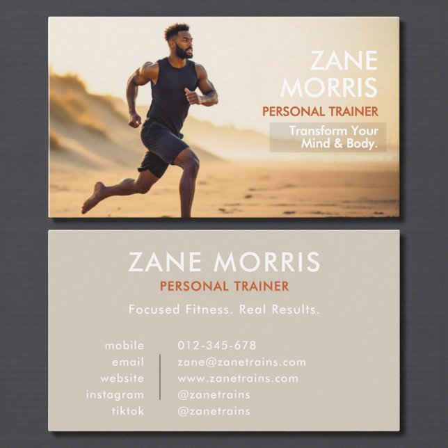 Carte De Visite Modern Photo Personal Trainer Fitness  (Créateur téléchargé)