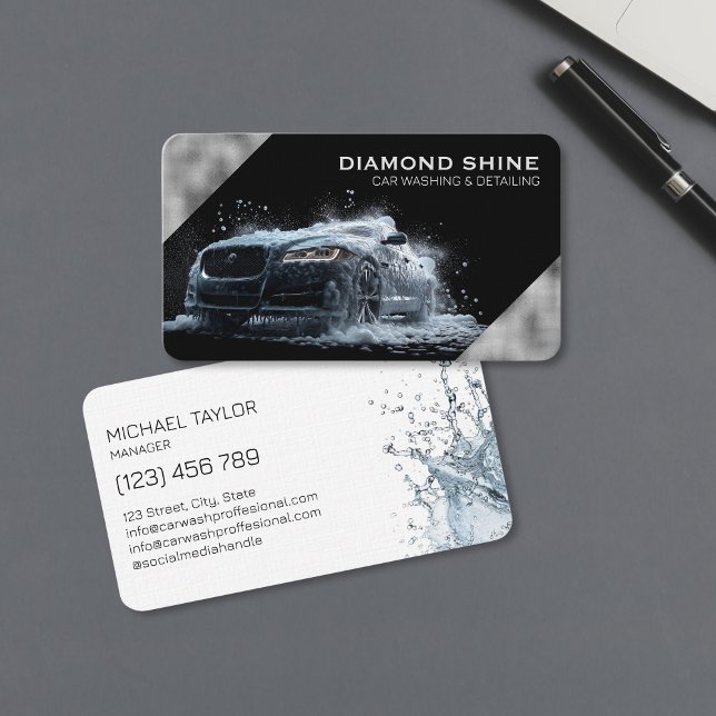 Carte De Visite Modern Professional Car Detailing Washing Cleaning (Créateur téléchargé)