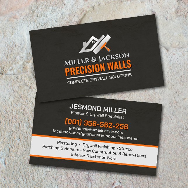 Carte De Visite Modern Professional Drywall Plastering Services  (Créateur téléchargé)