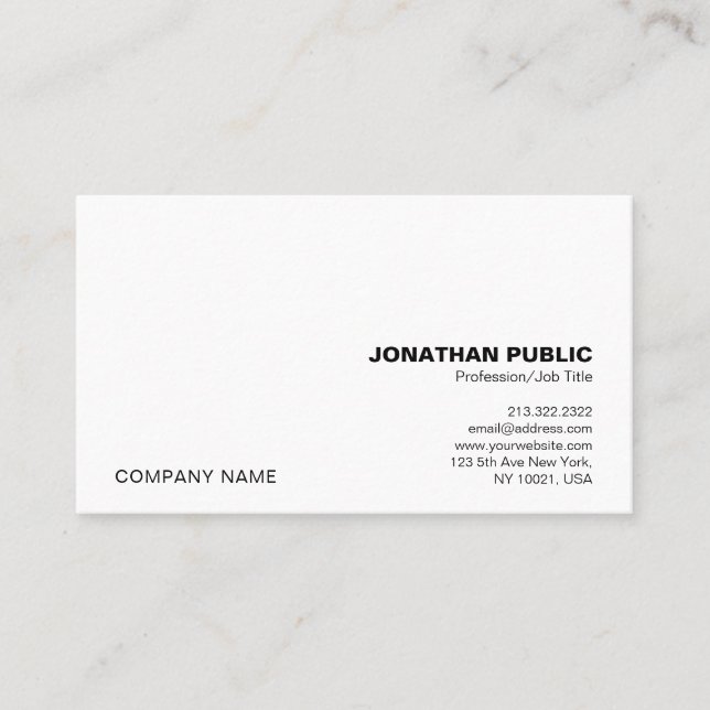 Carte De Visite Modern Professional Simple Elegant White Company (Devant)