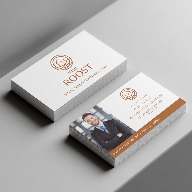 Carte De Visite Modern Professional Warm Real Estate Agent (Modern Professional Warm Real Estate Agent Business Card)