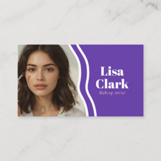 Carte De Visite Modern Purple Wavy Line Chic Makeup Artist