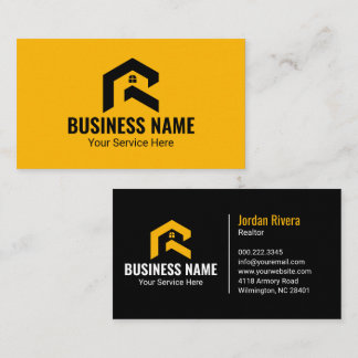 Carte De Visite Modern Realtor Mortgage Real Estate Yellow Black